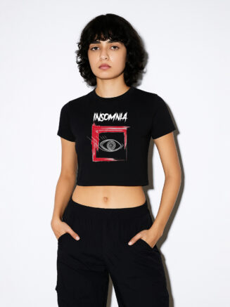 "Insomnia" Graphic Cotton Crop Tee
