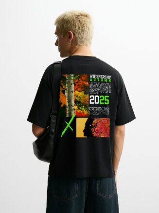 GrphX Oversized Cotton T-Shirt - Whispers of Autumn 2025 Oversized T-Shirt – Black