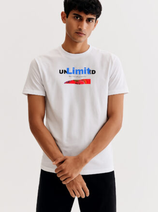 Men's Casual Cotton T-Shirt |  "Unlimited Possibilities" White Cotton Slogan T-Shirt