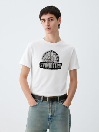 Men's Casual Cotton T-Shirt |  "Symmetry" Mandala Graphic White Cotton T-Shirt