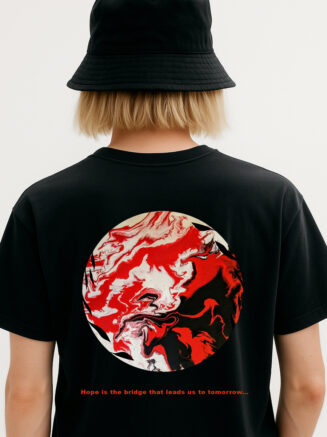 GrphX Oversized Cotton T-Shirt -"Hope" Oversized Black Cotton T-Shirt – Abstract Globe Graphic