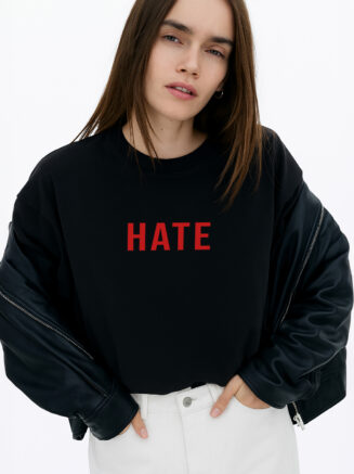 GrphX Oversized Cotton T-Shirt - “Stand Against Hate” Oversized Black Cotton T-Shirt