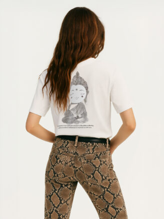 GrphX Oversized Cotton T-Shirt - "Little Zen" Oversized White Cotton T-Shirt