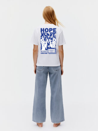 GrphX Oversized Cotton T-Shirt - HOPE White Oversized Graphic Cotton T-Shirt