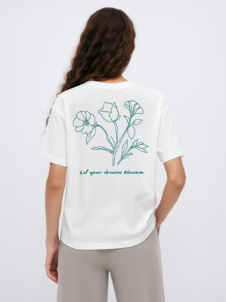 GrphX Oversized Cotton T-Shirt - “Let Your Dreams Blossom” Oversized Cotton T-Shirt – White | GrphX Collection