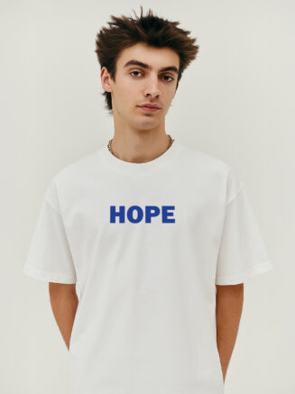 GrphX Oversized Cotton T-Shirt - HOPE White Oversized Graphic Cotton T-Shirt