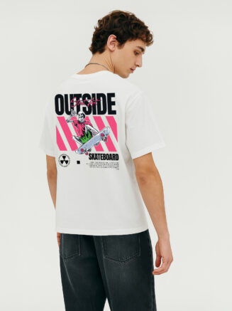 GrphX Oversized Cotton T-Shirt - Street Art Skateboard Graphic Cotton Oversized T-Shirt – White