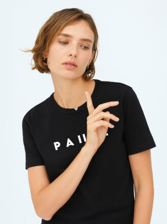 Women's Black Cotton Slogan T-Shirt – “PAIISE” Graphic Print | Relaxed Fit