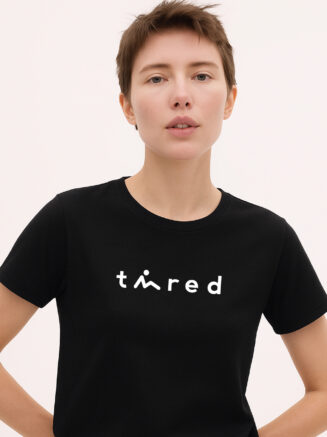 Women's Black Cotton T-Shirt – “tired” Graphic Print | Moodwear Series
