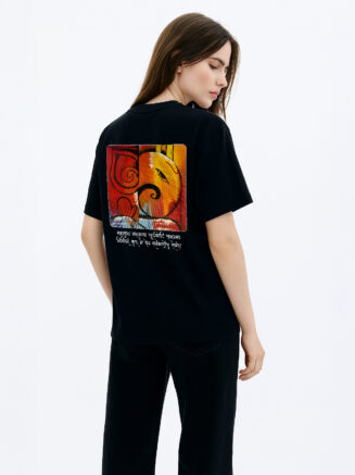 GrphX Oversized Cotton T-Shirt - Divine Rhythm Oversized Cotton T-Shirt – Ganesh Artwork Edition