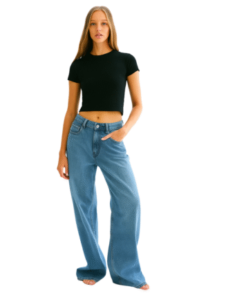 Women's Solid Black Short Sleeve Cotton Crop Top – Casual & Comfortable Fit