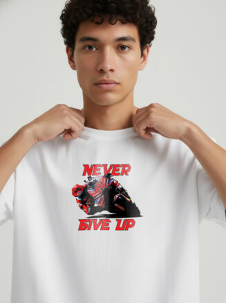 Never Give Up Graphic Cotton T-Shirt – White