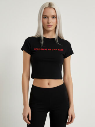 Women's Black Graphic Crop Top - "Spoiled by my own Vibe"
