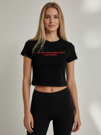 Women's Black Graphic Crop Top - "I m not like..."
