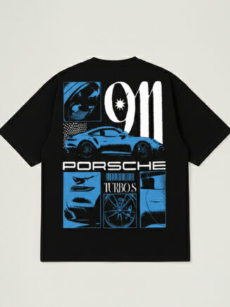 Porsche Graphic Cotton T-Shirt – Black