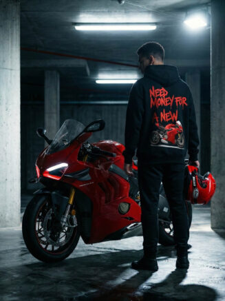 Ducati-Inspired Premium Black Hoodie – 320 GSM Heavyweight Cotton