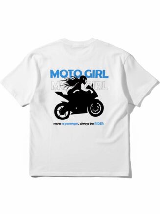 Moto Girl Graphic T-Shirt | 240 GSM Cotton Terry | White