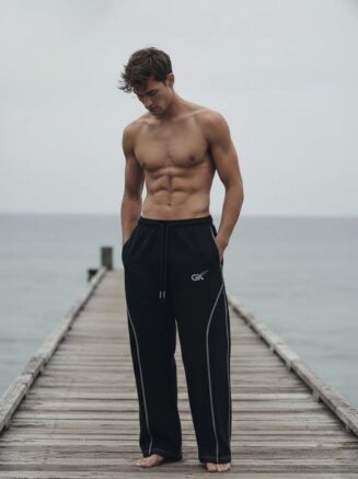 Black Oversized Terry Lower – 350 GSM Heavyweight Comfort Fit