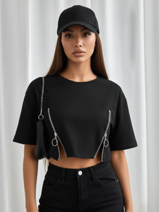 GrphX Dual Zip Cropped Tee