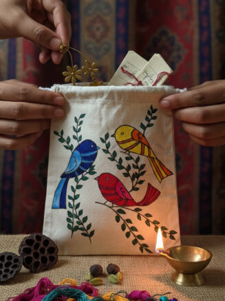 Three Birds Hand-Printed Canvas Tote